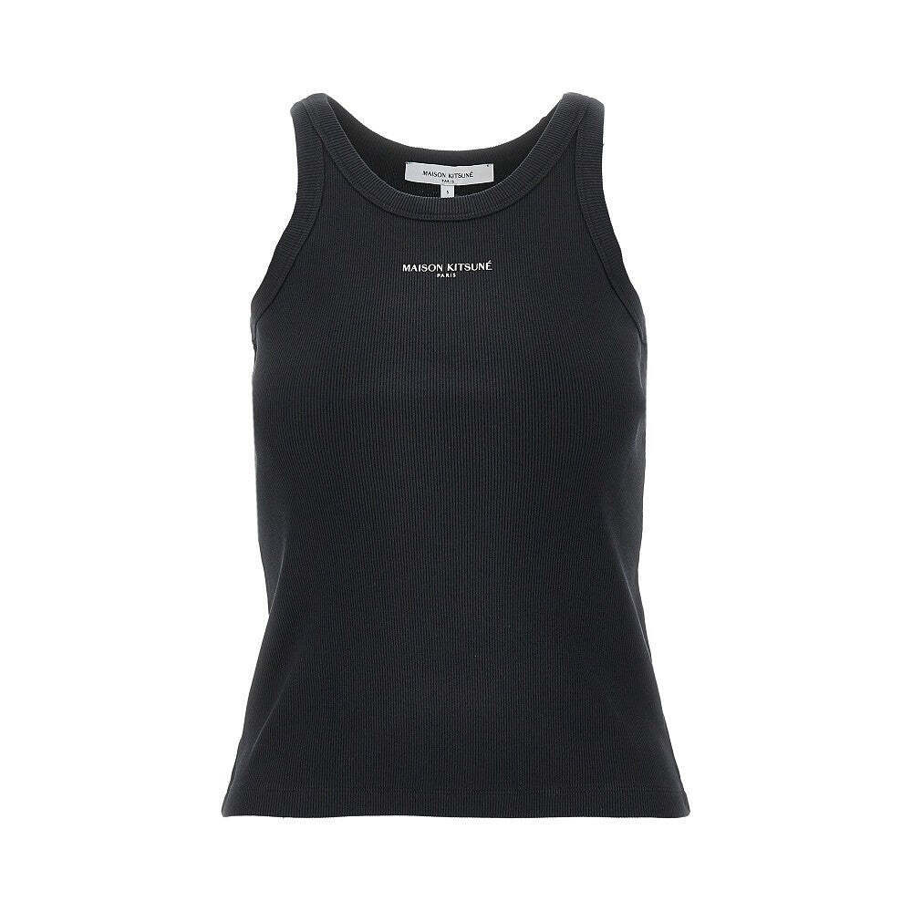 Maison Kitsune Logo Print Ribbed Tank Top